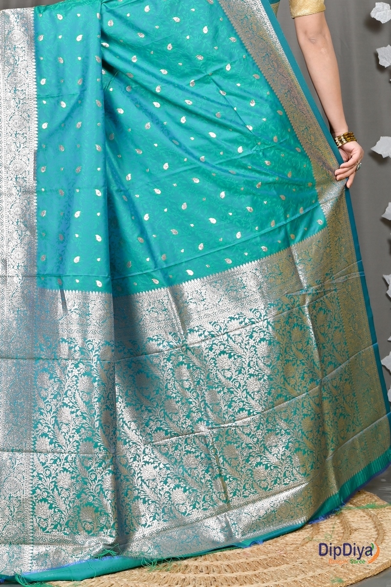 See Green Cotton Silk Parova Tanchui Saree (515)